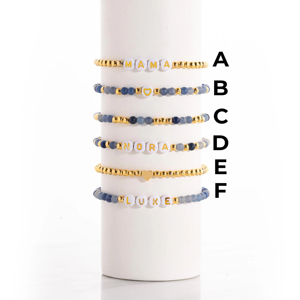 Pulsera Personalizada con Iniciales y Nombre en Piedras Preciosas, Joyería Elástica con la Palabra Mamá, Regalo de Amistad para Novia - Product Image 6