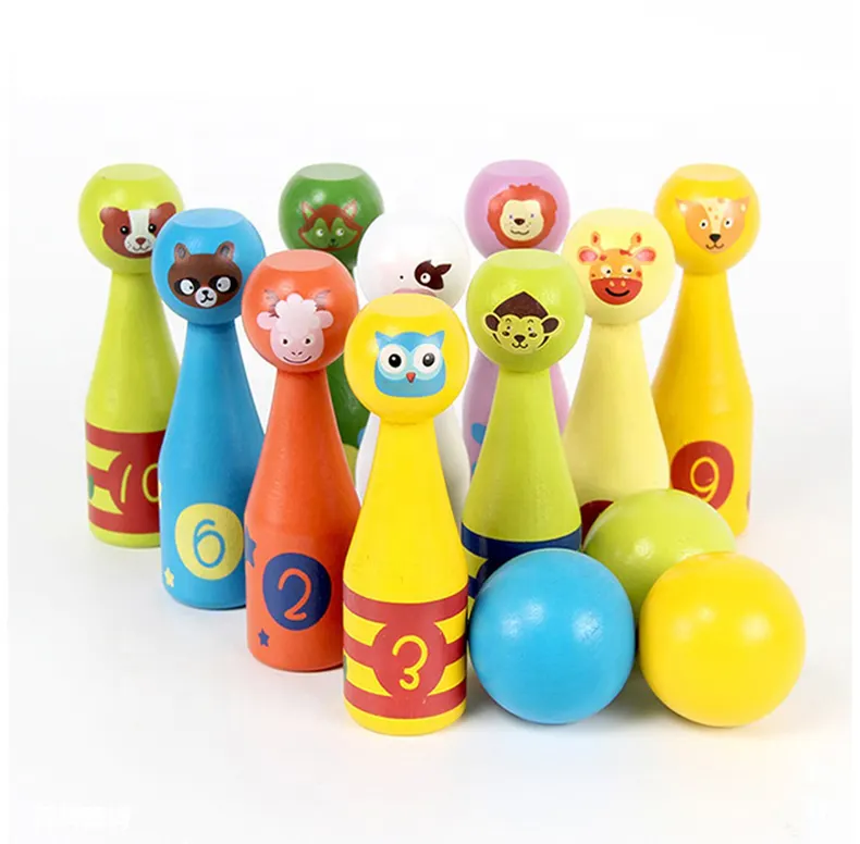 Набор для боулинга, деревянная игрушка для детей и родителей, индивидуальный заказ, милые животные