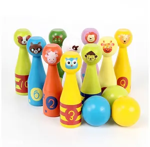 迷你保龄球套装游戏定制可爱动物设计保龄球木制玩具幼儿园亲子互动