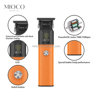 MIOCO <span class=keywords><strong>Tondeuse</strong></span> à cheveux professionnelle Rs9619 Lame en titane noir fritté Corps en cuir Affichage LCD Fonction Turbo Accessoires de barbier - Product Image 3