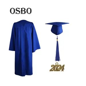 2024 Wholesale Cheap Adult Matte Academic Bachelor Navy Blue Graduation Cap Gown Set