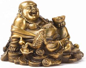 Feng Shui ornements <span class=keywords><strong>Fengshui</strong></span> laiton assis bouddha riant avec argent grenouille protéger maison paix richesse décoration - Product Image 4