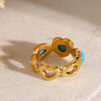 Bagues Cœur Turquoise Gaovo – Collection Premium en Acier Inoxydable Plaqué Or 18K et Acier Titane – Bijoux de Mode