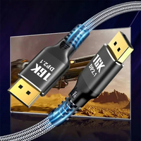 80Gbps 16K Cable Dp de alta velocidad 2,1 Cable DP trenzado coaxial para transferencia de audio y video para juegos 3D de proyector HDTV