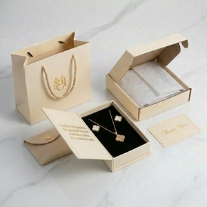 Luxury Eco-friendly Jewelry Box Magnetic Closure | Custom Logo Rigid Book Packaging for <strong>Etsy</strong> | Minimalist Ring &amp; Earring Case - Product Image 4
