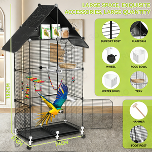 Grande Voliera da Esterno per Più Uccelli, Struttura in Metallo Resistente alle Intemperie, Uso in Giardino - Product Image 6