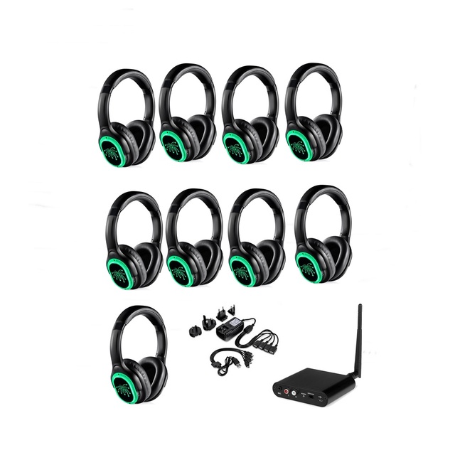 RF998B 3 Channel Over Ear Silent Disco Wireless Headphones with Noise Cancellation and HIFI Cinema Sound for Parties