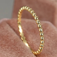 Kadınlar için Boncuklu Yığınlanabilir Yüzük, 2mm, Altın Kaplama Pirinç Zarif Minimalist Bant, 4 Renk