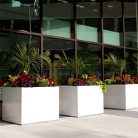 Meubles de rue urbains d'extérieur, pots à fleurs carrés extra larges en acier, jardin extérieur, parc, bac à plantes en métal, pot de fleurs d'extérieur