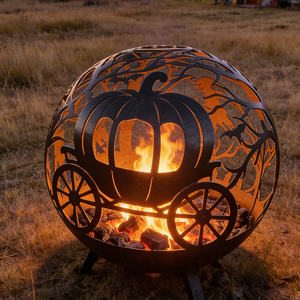 เตาไฟทรงกลมเหล็กกล้าคาร์บอนลายฉลุเลเซอร์สั่งทำพิเศษสำหรับสวนกลางแจ้ง - Product Image 2