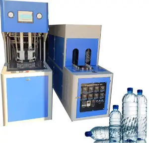 Venda imperdível máquina de moldagem por sopro de garrafa de água para animais de estimação de plástico semiautomática de 2 cavidades 750ml 1500ml com engrenagem PLC