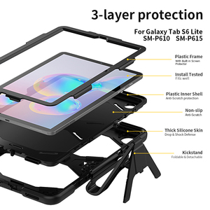 Custodia per Tablet con protezione completa del corpo per <span class=keywords><strong>Samsung</strong></span> Galaxy <span class=keywords><strong>Tab</strong></span> <span class=keywords><strong>S6</strong></span> <span class=keywords><strong>Lite</strong></span> 10.4 pollici P610 P615 custodia protettiva per cavalletto integrata - Product Image 4