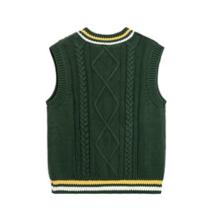 AiNear Vente en gros, conception de logo personnalisé, OEM & ODM, gilet sans manches en <span class=keywords><strong>coton</strong></span> tricoté pour <span class=keywords><strong>homme</strong></span>, <span class=keywords><strong>col</strong></span> en <span class=keywords><strong>V</strong></span>, vert, brodé, style universitaire - Product Image 6