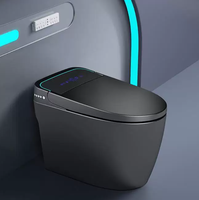 WC Bidet Intelligent de Luxe Moderne avec Chasse Automatique, Siège Chauffant, Commande au Pied et Télécommande, à Poser au Sol avec Siphon en Céramique