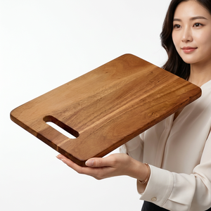 Rectangle <b>Wooden</b> Chopping Board With Handle 1.5cm Thick Single <b>Piece</b> Kitchen Cutting Block - Product Image 1