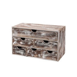 Retro Wooden <b>Storage</b> <b>Box</b> <b>Drawer</b> Style Desktop Organizer Large Capacity Home Office <b>Storage</b> Cabinet Rectangle Wood Grain Pattern - Product Image 5