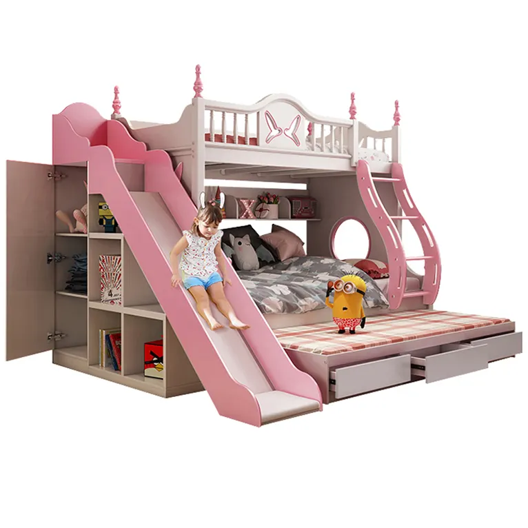 الجملة الصانع التخصيص شعار سرير أطفال بدورين سرير الأطفال الأثاث مع الشريحة الصغار طاقم غرفة نوم.