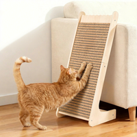 Griffoir en forme de L pour chats d'intérieur, en sisal, avec jouet, protection de meubles, structure en bois massif