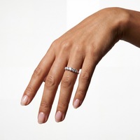 Perhiasan Mewah HPHT 1.571ct Cincin Berlian Lima Batu Buatan Laboratorium Perak 925 Cincin Pernikahan Berlian Fashion untuk Wanita