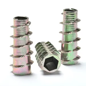 Hot Sale Customizable Flanged Zinc Alloy Threaded Wood Inserts Inner And Outer Tooth Insert Nuts