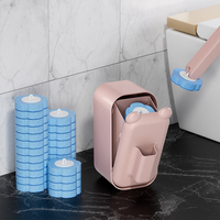 Support mural rose pour têtes d'éponge, nettoyage sans angle mort, ensemble de brosses de toilette jetables