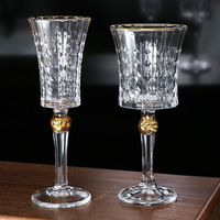 Verre à vin rouge et à champagne de style français avec cristal de galvanoplastie doré pour hôtels vintage européens