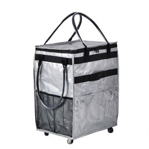 <b>Foldable</b> Steel Warehouse Shopping Platform Trolleys <b>Carts</b> Supermarket =Trolley <b>Cart</b> Two Handles <b>Foldable</b> Polyester Grocery Tote - Product Image 6