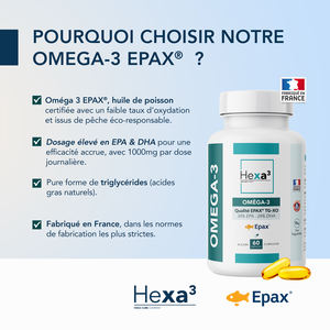 Extrait d'herbes Omega 3 EPAX d'origine française, 60 capsules, supplémentation de 30 jours, dose quotidienne de 1000 mg - Product Image 3
