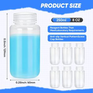 ขวด HDPE เกรดห้องปฏิบัติการ ปากกว้าง ใส ขนาด 250 มล. สำหรับสารเคมี ตัวอย่างน้ำ และสารรีเอเจนต์ในห้องปฏิบัติการ - Product Image 2