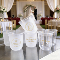 Vasos de Plástico de 12oz para Bodas, Gruesos y Transparentes, con la Frase 'Happily Ever After', 'Mr and Mrs', 'Just Married', para Decoración de Despedidas de Soltera