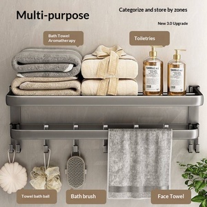 <span class=keywords><strong>Toallero</strong></span> <span class=keywords><strong>de</strong></span> Aluminio Gris Metálico Pulido Espejo, <span class=keywords><strong>Sin</strong></span> Perforación, Estilo Lujo Ligero, Estante <span class=keywords><strong>de</strong></span> Almacenamiento para Baño y Sala <span class=keywords><strong>de</strong></span> Maquillaje - Product Image 4