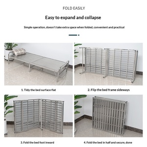 Раскладная кровать из нержавеющей стали для обеденного перерыва и отдыха, для взрослых, для дома, офиса, съемной квартиры, современный простой дизайн, модель 001, каркас - Product Image 3