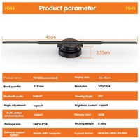 Projecteur holographique 3D de 45 cm, ventilateur LED, équipement publicitaire animé avec garantie d'un an et prise en charge de la carte SD pour l'affichage rotatif