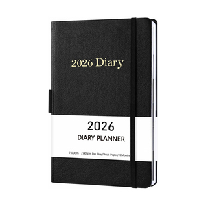 Agenda mi-année 26-27 avec sangle, carnet anglais simplifié personnalisé, logo personnalisé - Product Image 1