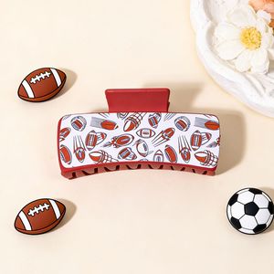 Pinza de Pelo Rectangular con Estampado de Leopardo, Diseño de Mamá Deportiva de Fútbol Americano, Accesorios para el Cabello con Temática Deportiva - Product Image 5