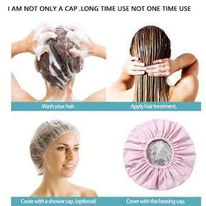 <span class=keywords><strong>Bonnet</strong></span> de bain <span class=keywords><strong>auto</strong></span>-<span class=keywords><strong>chauffant</strong></span> personnalisé pour femme, réutilisable, en plastique imperméable de haute qualité, avec doublure en tissu, pour la plage, les affaires et les fêtes - Product Image 4