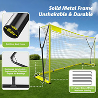 But de football portable 12x6 pieds, ultra stable, avec cadre métallique angulaire extérieur, filet en Tetoron 7 plis, sac de transport, piquets de sol, installation facile, pour jeunes