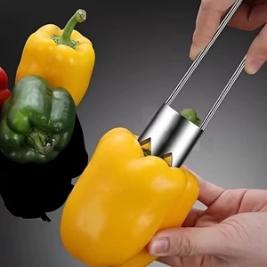 2 pieces of stainless steel core remover <b>tools</b>, suitable for apples, peppers, tomatoes, and fruit core removal. Durable and easy - Product Image 3