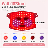 Masque facial LED 5D personnalisé de qualité supérieure, 90 LED, 1072 830 633 590 nm, thérapie par lumière rouge, masque facial, équipement de soin de la peau, fabricant