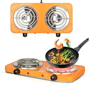 Home 100W+1000W Countertop Double Burner Coil Hotplate Cooking Stove Electric Hot Plates