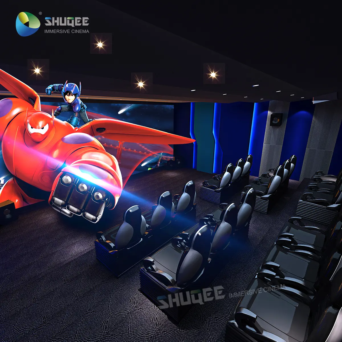 SHUQEE 5D Cinema Filme Efeitos Especiais Assentos Simulador Teatro Parque de Diversões Equipamento de Projetor Profissional para Vendas