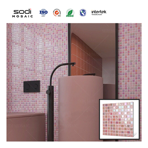 300*300 trong nhà sang trọng long lanh kết cấu backsplash trang trí nội thất pha lê màu hồng khảm hồ bơi gạch - Product Image 1