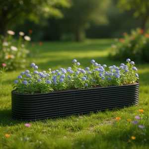 D0100H7P5IP Jardinière surélevée en acier, elliptique, anthracite, revêtement poudré, durable, pour fleurs, design moderne - Product Image 2