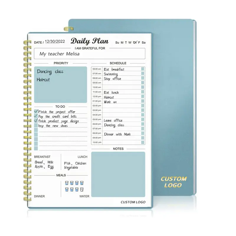 Grosir persediaan harian Spiral cetak dapat diatur buku harian buku harian buku catatan perencana 2024 sampul keras
