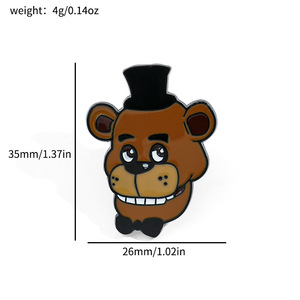6 Colores de Ositos de Peluche de Terror de Freddy, Pines Metálicos Esmaltados Pintados, en Paquete a Granel para Decoración de Mochilas de Tela - Product Image 3
