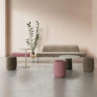 Ensemble de canapés de bureau modulaires modernes avec table basse, canapé de réception en tissu gris pour salle d'attente et mobilier commercial