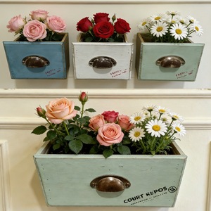 Fioriera <span class=keywords><strong>da</strong></span> Parete in Legno Massello Stile Retrò Francese di Alta Qualità, Decorazione per Patio, Vaso <span class=keywords><strong>da</strong></span> Fiori <span class=keywords><strong>da</strong></span> Tavolo in Legno, Contenitore <span class=keywords><strong>da</strong></span> Giardino - Product Image 1