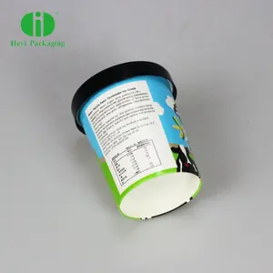 230ml 180ml 140ml Disposable Single Wall Ice Cream Paper Cup Multi-colored With Plastic Lid