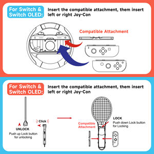 Nouvelle manette de jeu sans fil pour 2 accessoires, ensemble de manettes de jeu sportives, matériau ABS, <span class=keywords><strong>raquette</strong></span> de tennis, <span class=keywords><strong>volant</strong></span> de course - Product Image 5