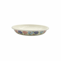 Assiette Senny 21 cm à bord roulé en émail épais, motif floral estival, pour pâtes et salades, vente en gros usine